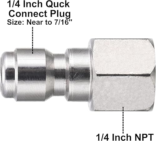 Miniatura 2 de RIDGE WASHER Acopladores de lavadora a presión, enchufe de conexión rápida de 14 a rosca NPT hembra, 5000 PSI, paquete de 2