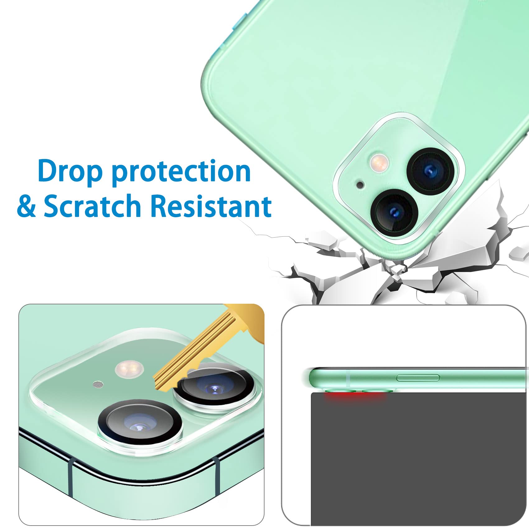 【3 sztuki】Osłona obiektywu aparatu Dengduoduo do iPhone'a 11 i iPhone'a 12 Mini, Ultra HD, szkło hartowane, twardość 9H, odporne na zarysowania, przyjazna dla etui, łatwa w instalacji [nie wpływa na