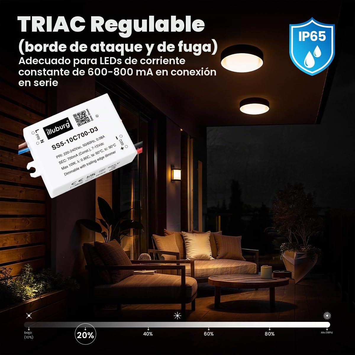 Transformador LED Regulable TRIAC 700mA Corriente Constante 5W - 10W LED Alimentador Fuente de Alimentación