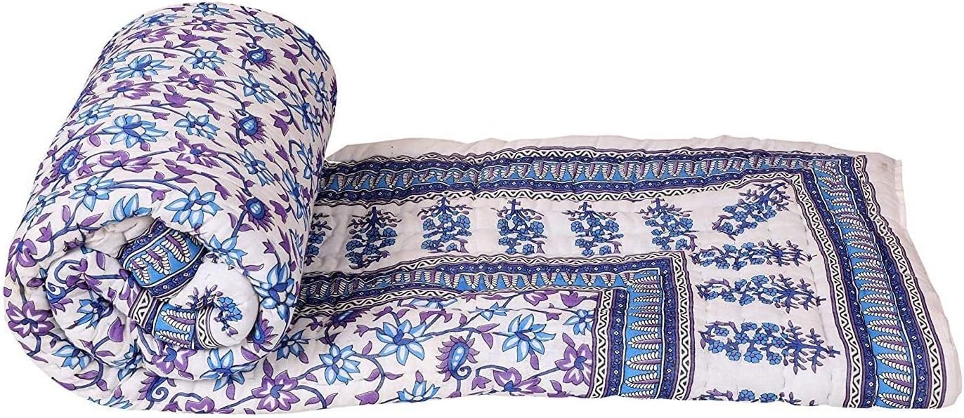 Total Furnishing Jaipuri Hand Block Print Traditional Desgin Double Bed Jaipuri Razai - Quilt Others Multi-Color