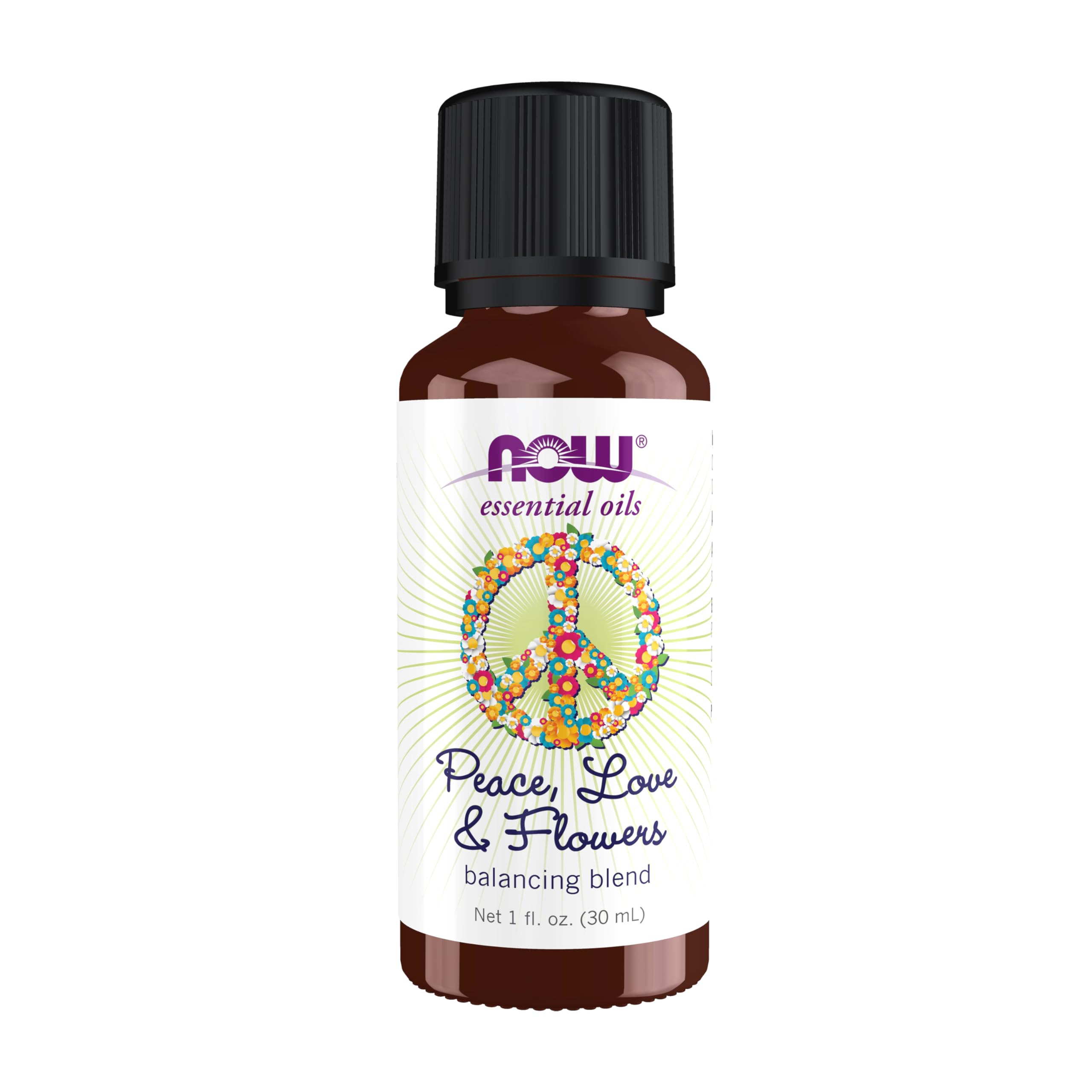 NOW Solutions Peace, Love and Flowers Essential Oil Blend, Sweet, Floral, 1-Ounce