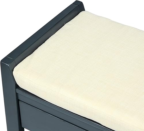 Miniatura 9 de Harper & Bright Designs Banco de madera para zapatos con asiento y cajones acolchados, banco de almacenamiento de zapatos multiusos para entrada,