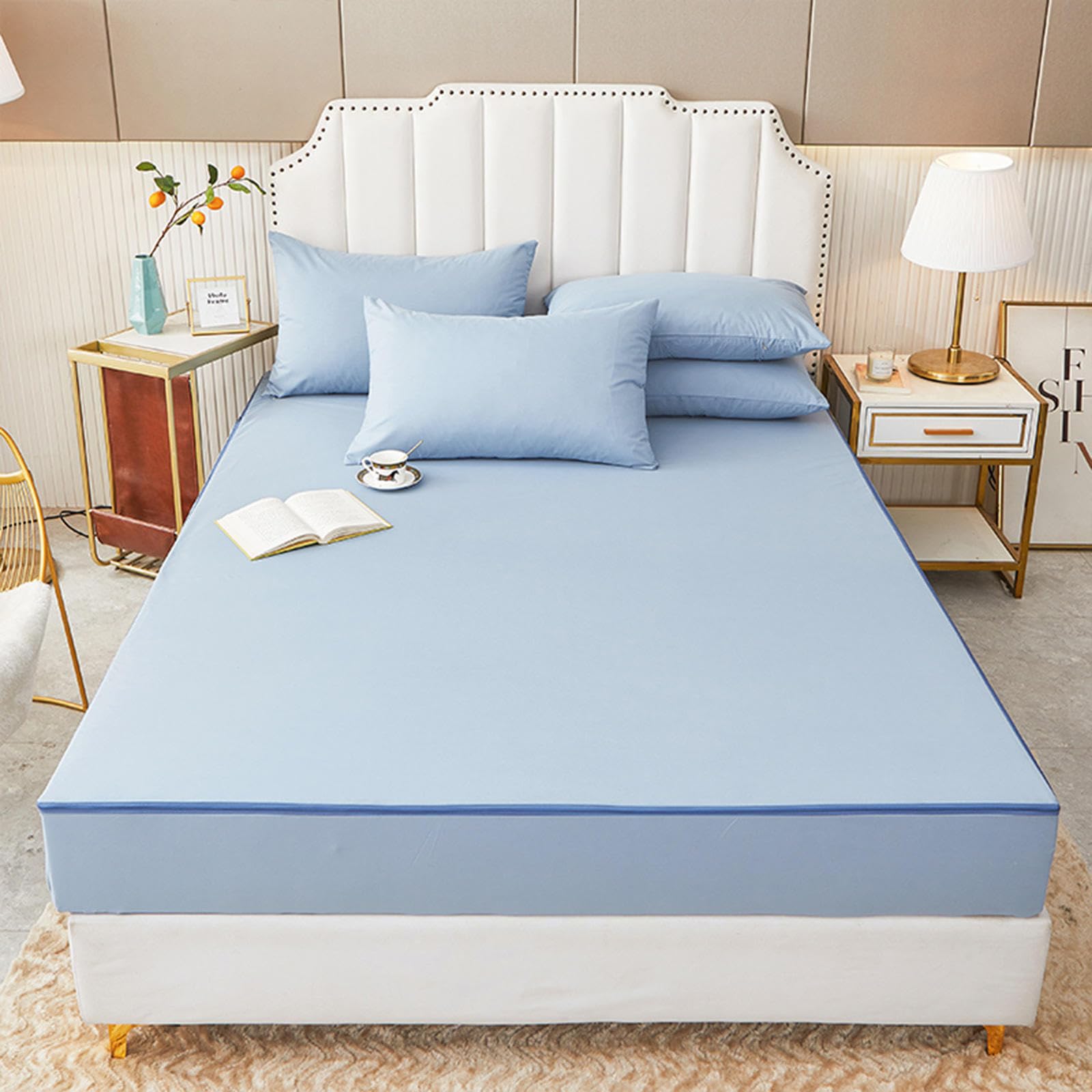 Sábana bajera ajustable con cremallera de 90 x 190 pulgadas, protector de colchón personalizable, impermeable, funda de colchón individual, doble/king, transpirable, antipolvo, lavable, totalmente