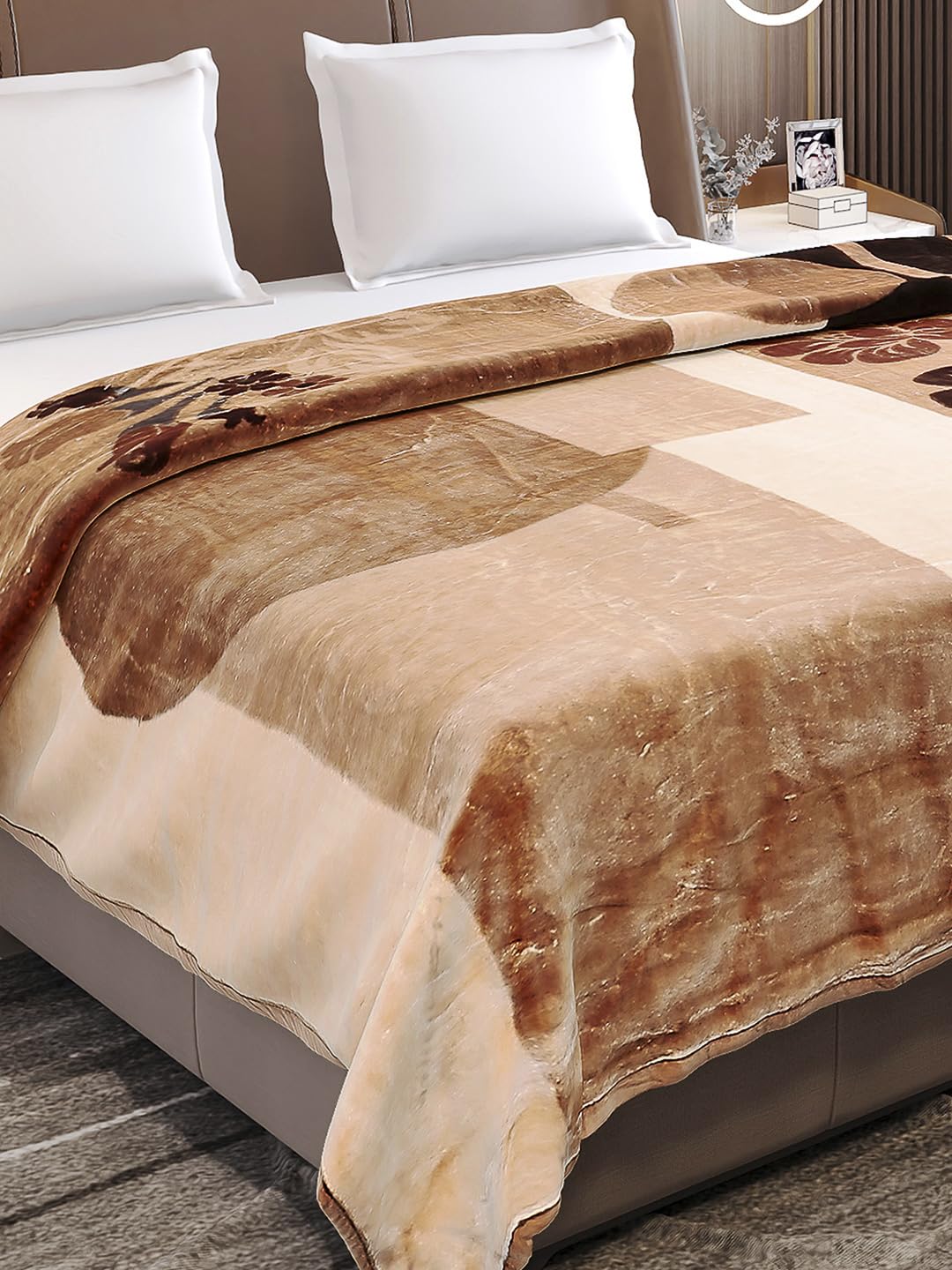 Monte Carlo Double Bed Heavy Winter Blanket Moon Valley 2 Ply Box Pack 871 GSM | 4.5 KG, (240x220 CM) Camel Brown-image-41
