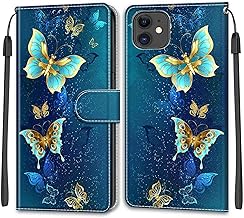 Compatible with iPhone 11 Case, High-grade Pattern Design Leather Flip Wallet Phone Case Cover for Apple iPhone 11 (Butterfly)