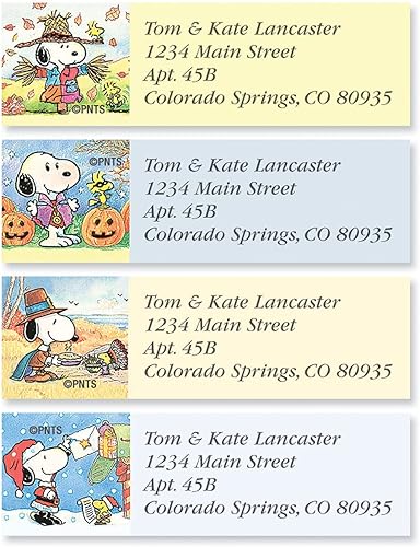 Colorful Images - Etiquetas de dirección de devolución personalizadas para todo el año, 12 diseños, juego de 240, etiquetas pequeñas, autoadhesivas,