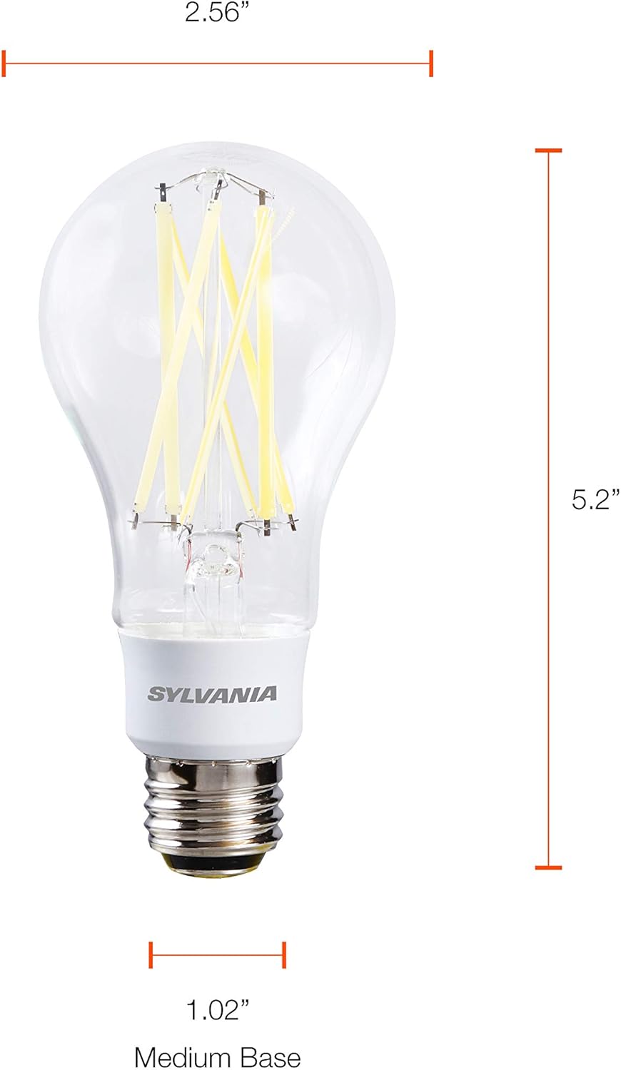 Sylvania LED TruWave Natural Series 3-Way A21 Light Bulb, 40/60/100W Equivalent Efficient 6.5/9/13W, Medium Base, Clear 5000K, Daylight - 1 Pack (40770)