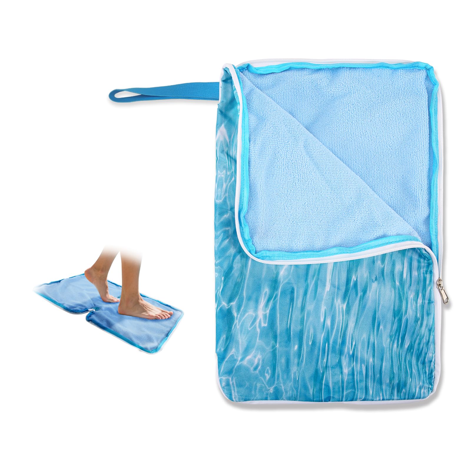 Embedded Wet Dry Bag Towel 2 in 1, Waterproof Oxford Cloth Zipper with Handle Swimsuit Wet Bag, Machine Washable Swet Bags for Swimsuit, Beach Pool Gym Travel Essentials