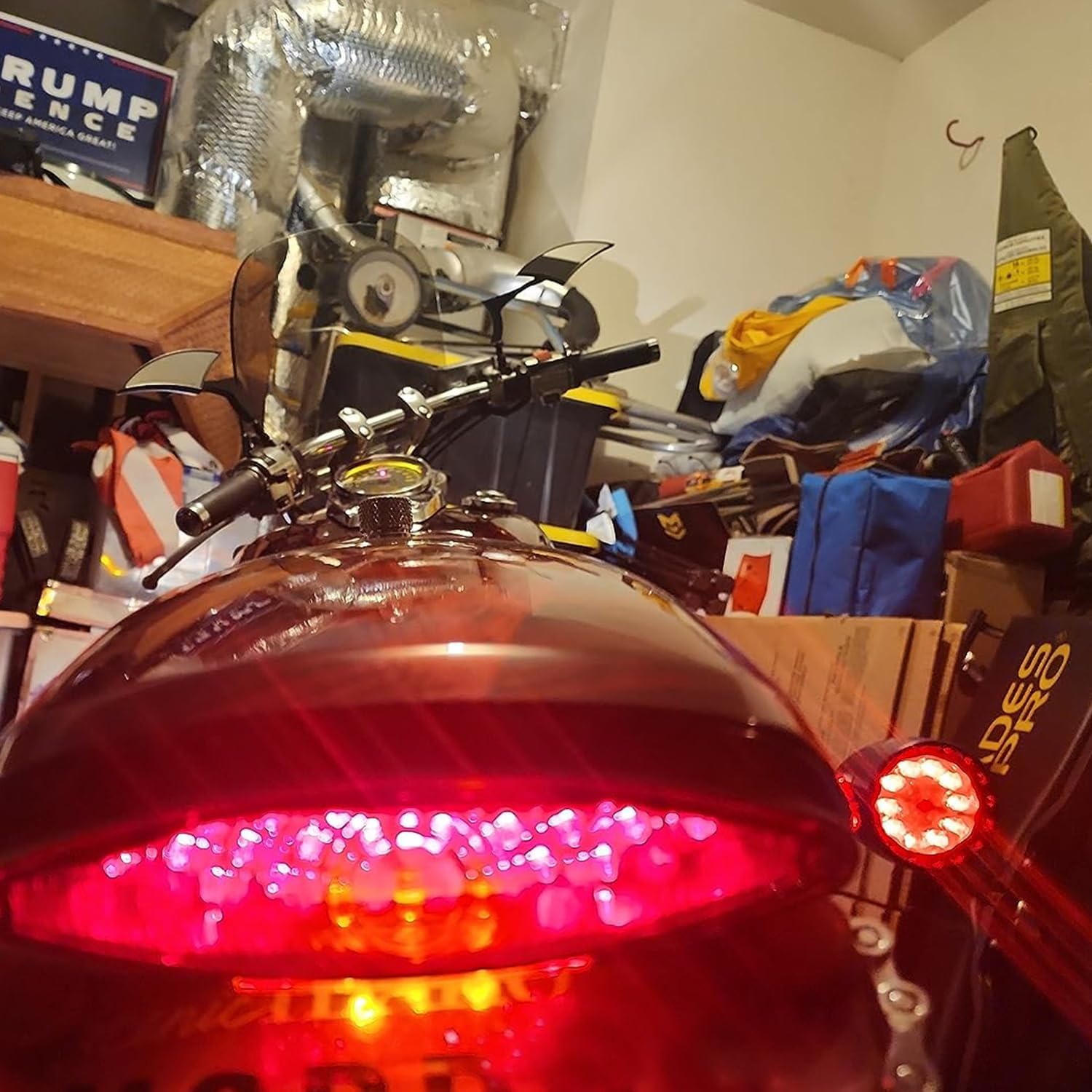 Universal Motorcycle Rear LED Turn Signals,Red Brake Taillights Motorbike Running Lights Compatible with Harley Kawasaki Honda Suzuki Yamaha Triumph Scooter-2Pcs