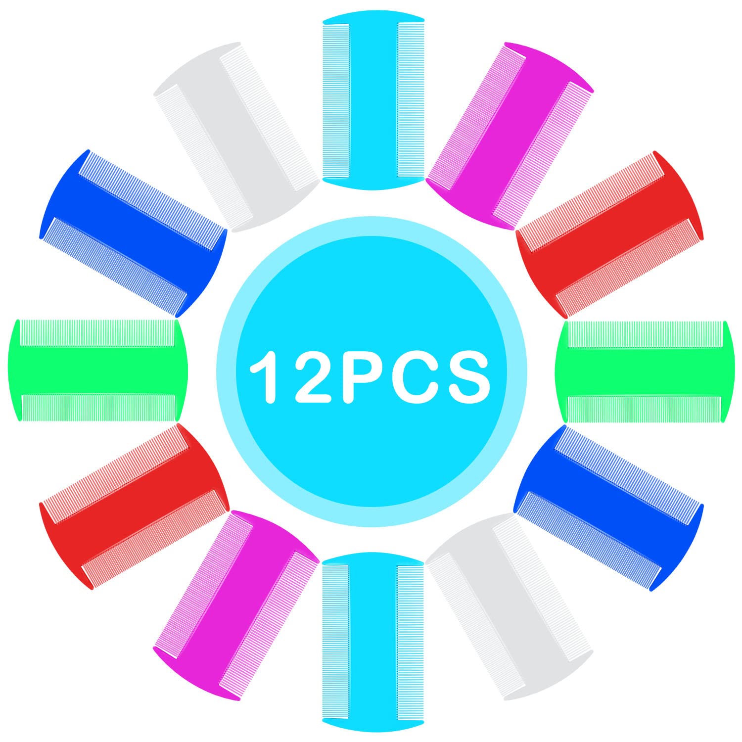 12Pcs Flea Comb for Cats Dogs, Cat Dog Flea Comb with Double Side Tooth, Flea Brush for Dogs Cats with Fine Tooth for Effective Flea Removal, Pet Flea and Tick Comb for Small Cats, Dogs, Kitten Indoor