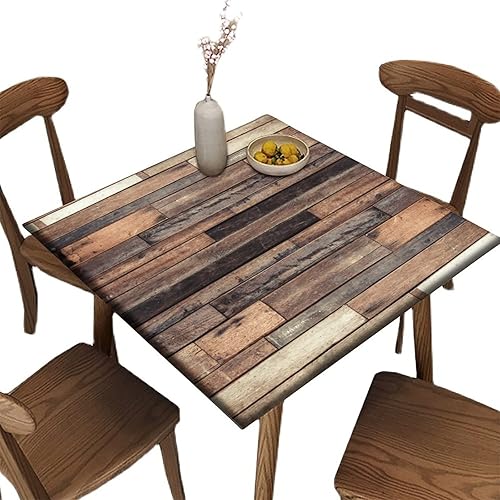 SCGOLD Mantel cuadrado de poliéster con textura de grano de madera, lavable a prueba de derrames, para decoración de mesa de cocina, comedor, apto