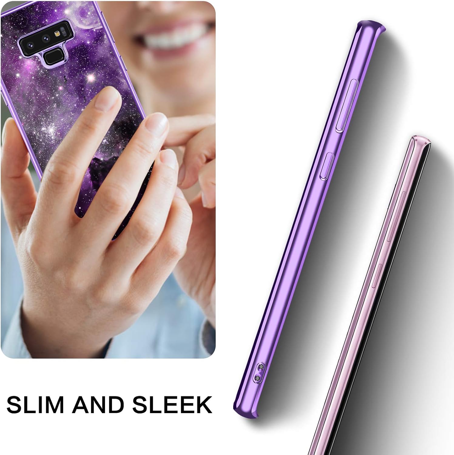 BENTOBEN Galaxy Note 9 Case, Slim Fit Glow in The Dark Shockproof Hybrid Hard PC Soft TPU Bumper Drop Protective Girls Women Men Phone Cover for Samsung Galaxy Note 9 6.4", Purple Galaxy