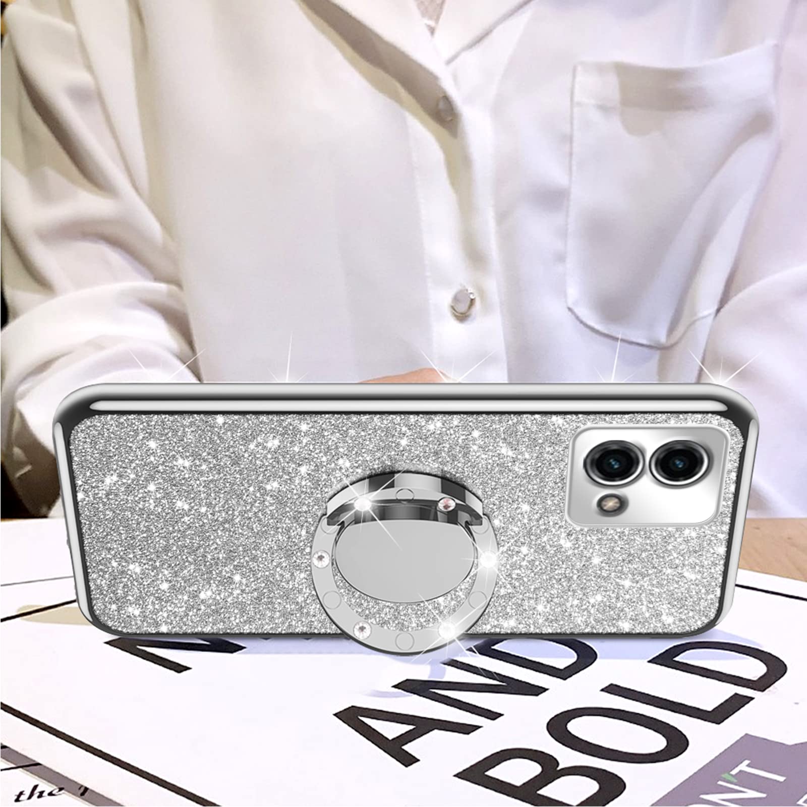 QIWEIQING Cover per Motorola Moto G 5G 2023, Glitter Chiaro Liquido Silicone TPU Bumper Telefoni Telefono Cellulari Protezione Cover Protettiva Case Custodia per Moto G 5G 2023.Green YBL