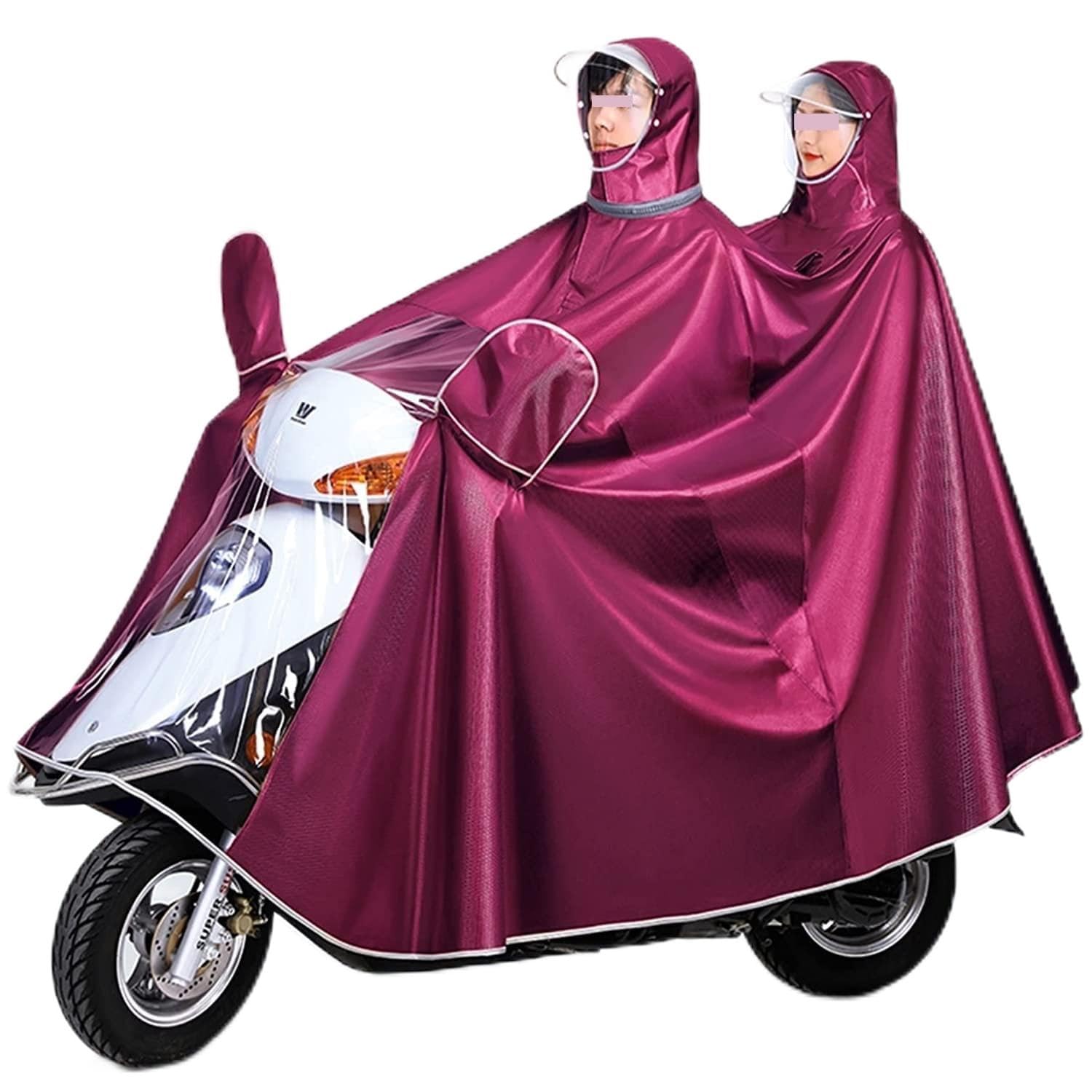TBDdsd Cycling Raincoat, Rain Hooded Wheelchair Cover,Bicycle Double and Single Dual Use Cycling Raincoat(Red,L)