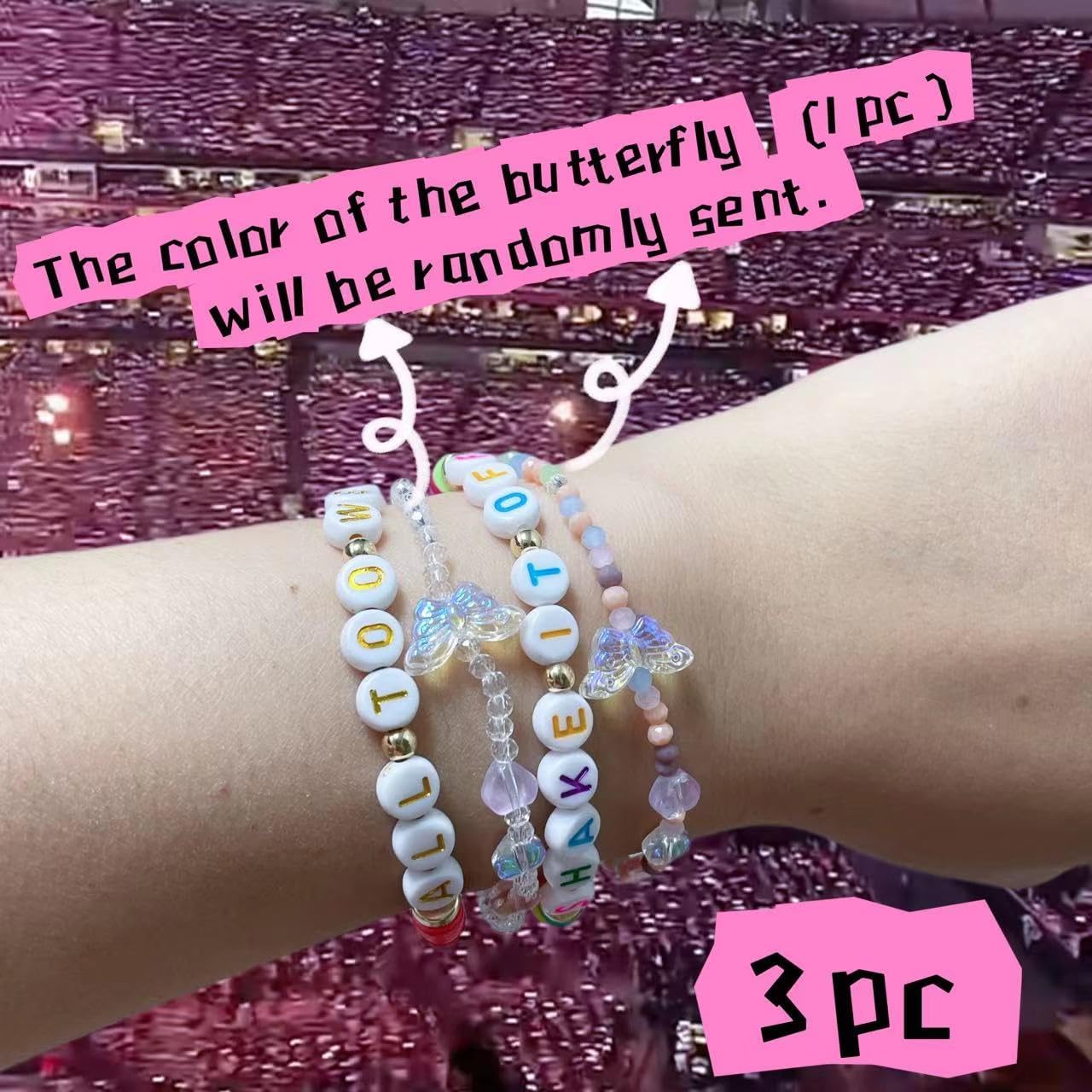 MlilAura Music-Inspired Bracelet Set for Singer Fans Friendship Bracelets (shake it off+all too well+1 butterfly)