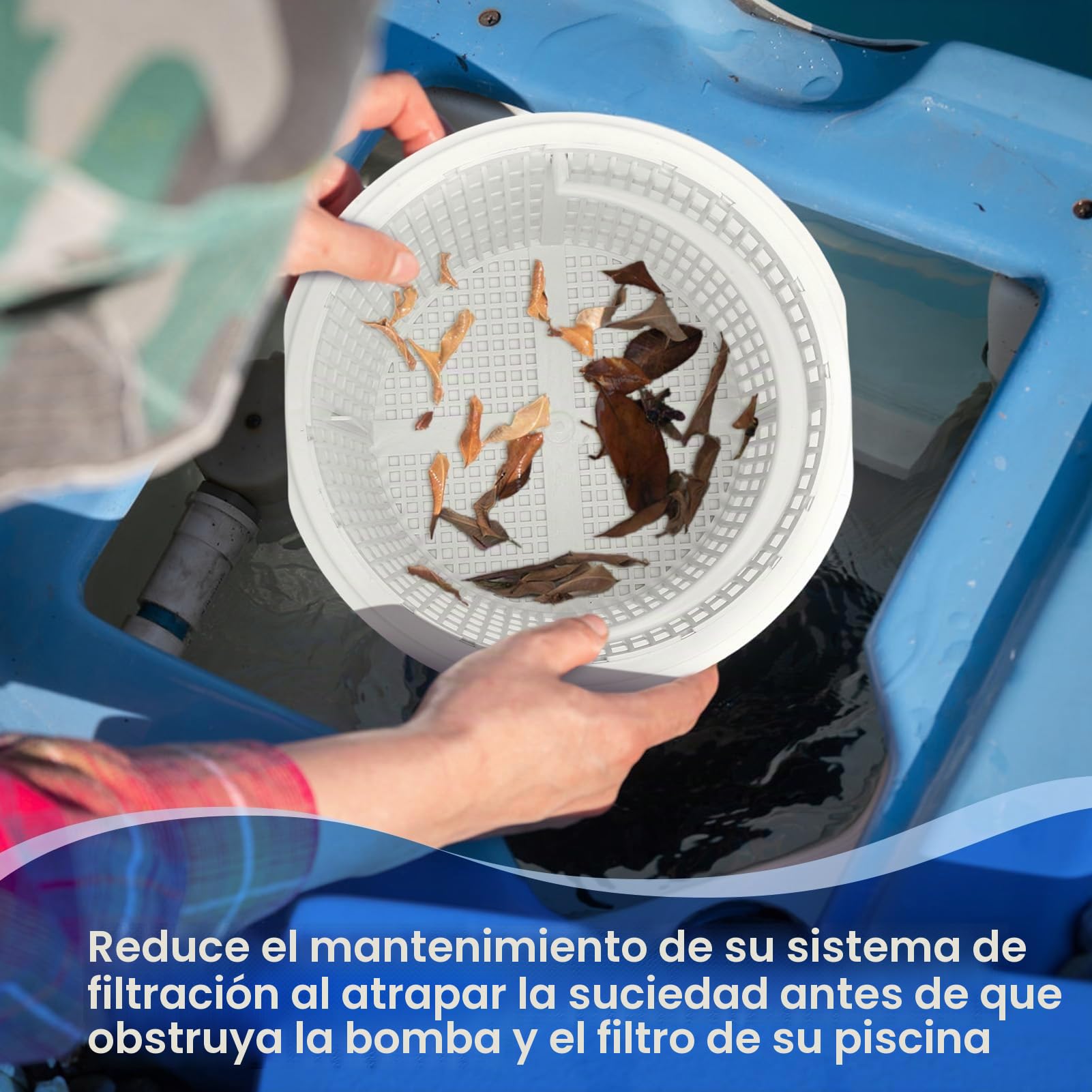 VINGVO Cesta para skimmer, cesta de repuesto para skimmer de piscina, cesta de 18 cm, para skimmer estándar, con asa, resistente al cloro, estable para limpieza de piscinas eficaces, limpieza de ooles
