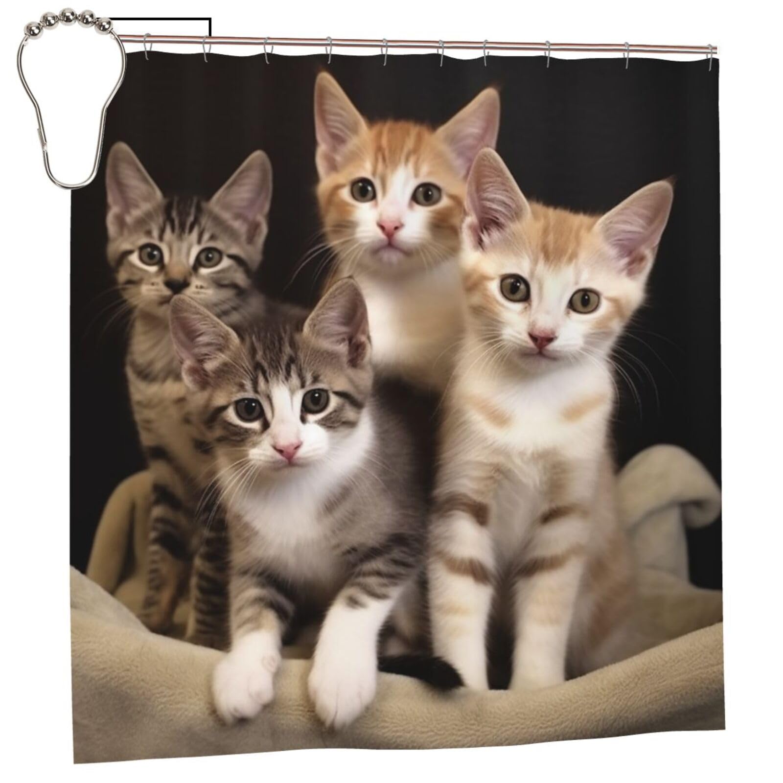 Rideau de douche imperméable chatons pour égayer la salle de bain familiale