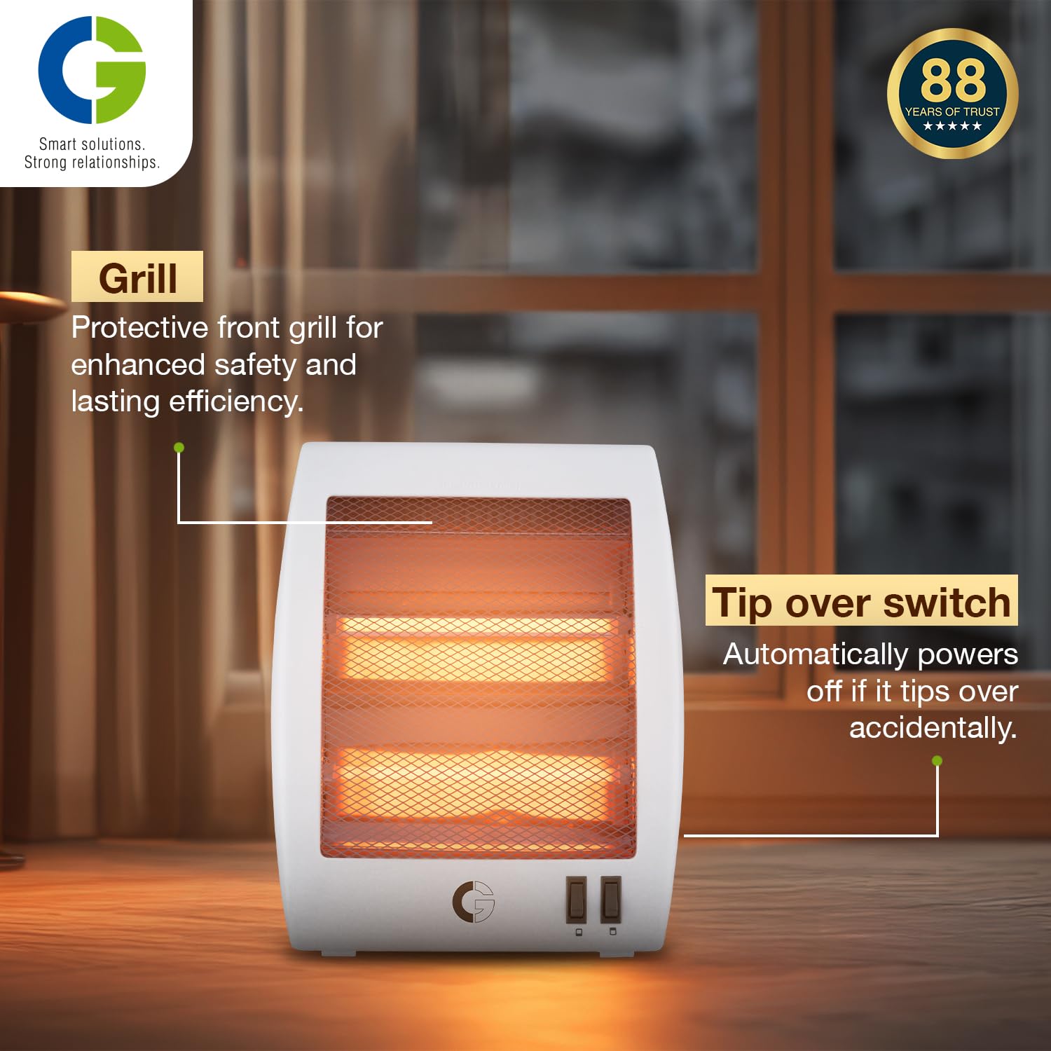 CG Norris Quartz Room Heater - 800W, 2 Heat Settings -5