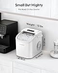 EUHOMY Machine à glace de comptoir avec poignée, 26lbs Par jour, 9 Cubes de glace prêts en 6 Mins, Machine à glaçons portable auto-nettoyage avec panier et scoop, pour la maison/cuisine/camping/RV (blanc)
