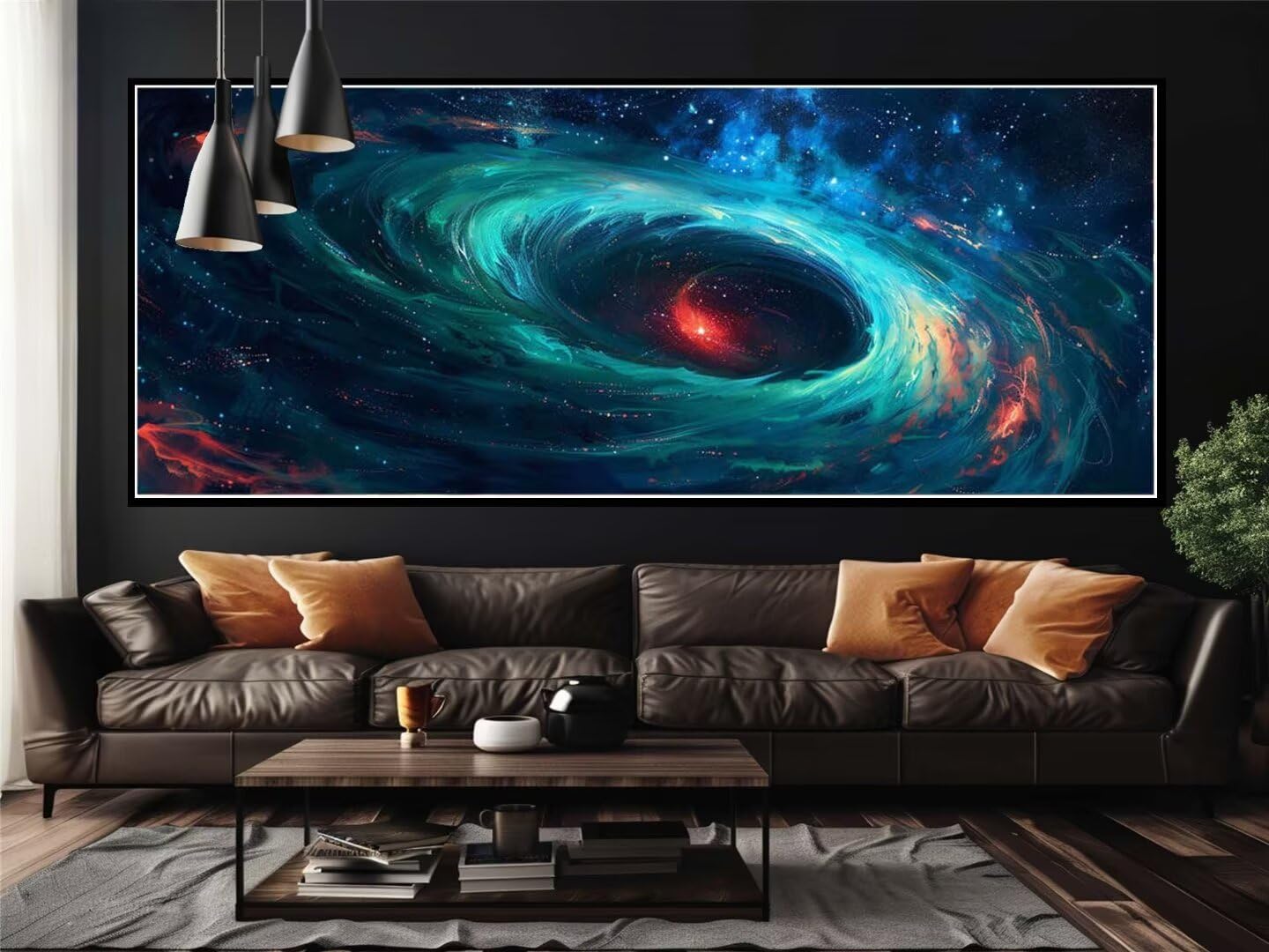 Malen Nach Zahlen SchwarzesLoch Weltraum Malen Nach Zahlen Erwachsene, DIY Set Ölgemälde Malen Nach Zahlen XXL, Acrylfarben Painting by Numbers, Geschenk Wanddekoration, 40x120cm (Ohne Rahmen)-YH870