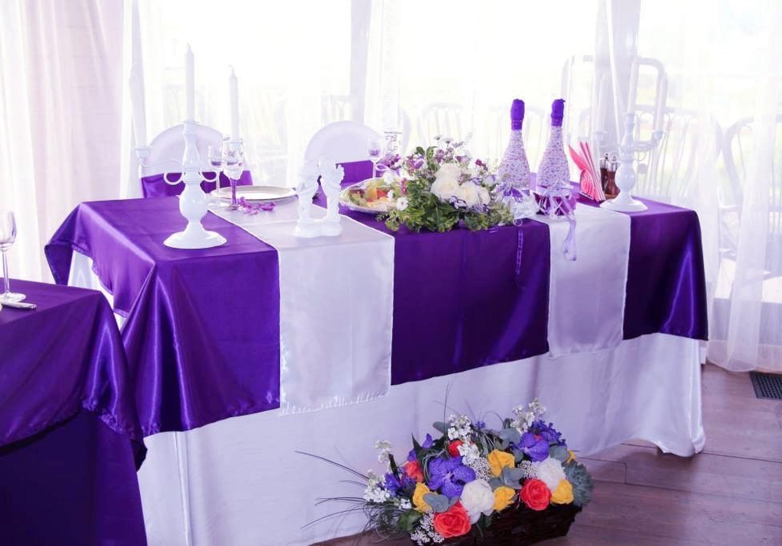 Paquete de 12 manteles rectangulares de satén para bodas, manteles rectangulares de seda brillante, tela suave, para bodas, banquetes, fiestas, eventos, decoración de mesa de celebración de cumpleaños