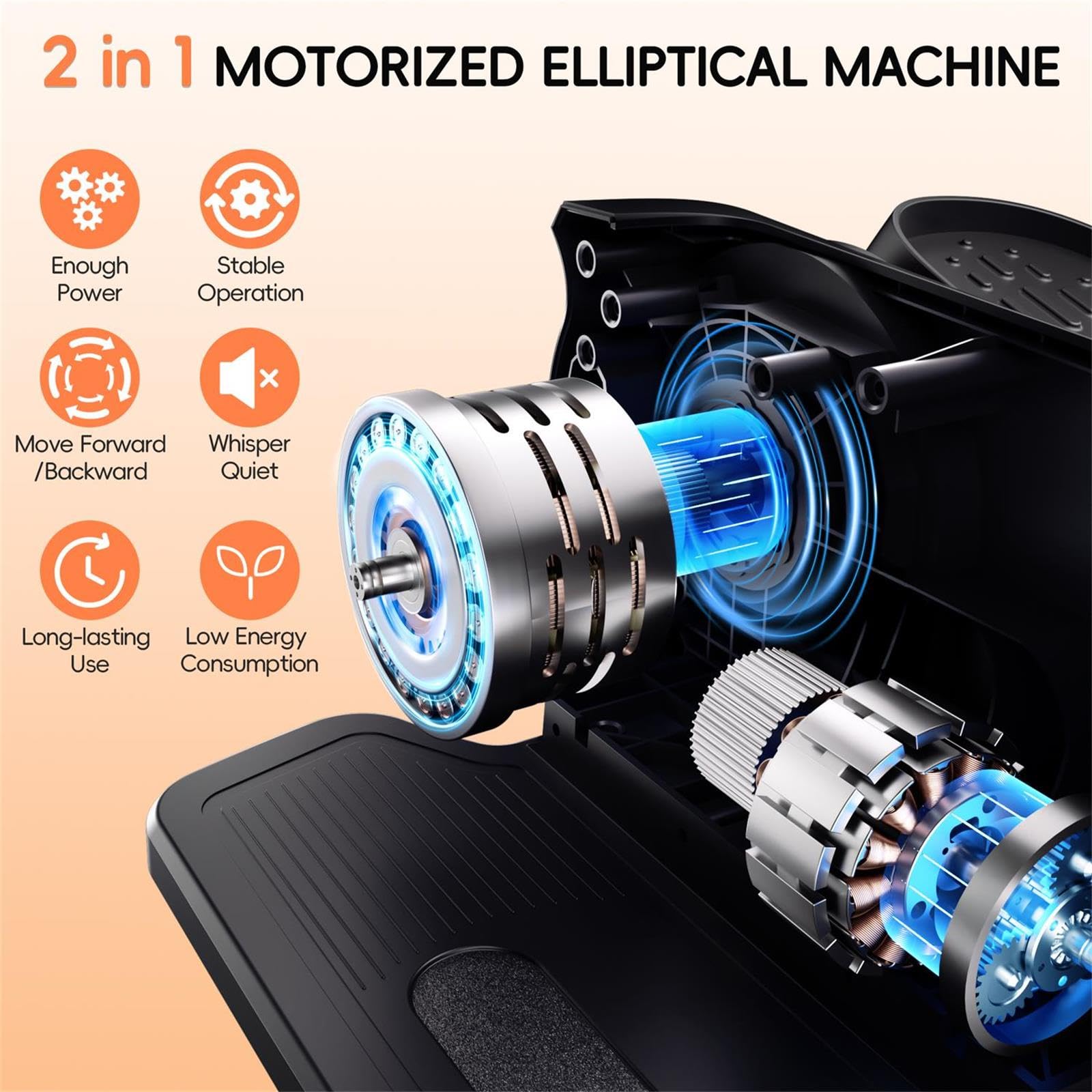 Morelax Ellittica Elettrica Sotto la Scrivania, Mini Ellittica da Casa con Telecomando, Display, Silenzioso e Portatile, Trainer Ellittiche a Pedaliera con 12 Velocità Regolabili per Anziani e Adulti