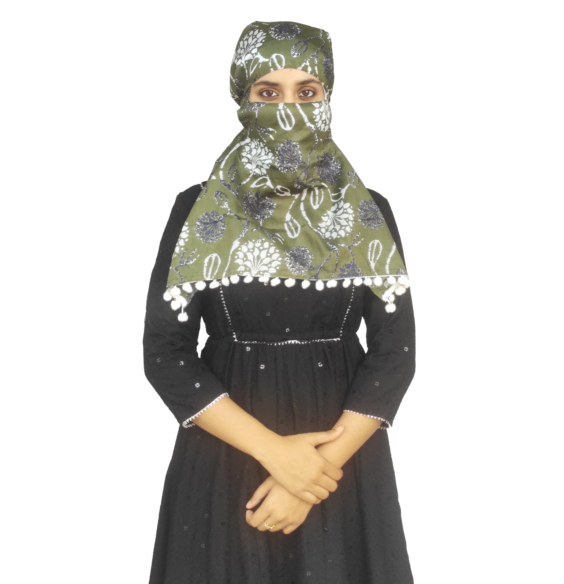 Export quality Cotton Innovative scarf Hijab mask with closer Hook and Loop Tape- Multi-image-40