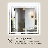 Vista 5 de WTTY LED Bathroom Mirror 32"x32" with Backlit and Front Light,Stepless Dimmable LED Mirror for Bathroom,Anti-Fog Lighted Bathroom Vanity Mirror