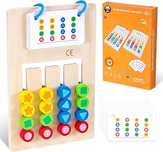 Dajidafu Colours Sorting Game Wooden Puzzle, Montessori Toy Baby Motor Skills Toy Colours Sliding Puzzle Children Montessori Sliding Puzzle Montessori Toy from 3 4 5 6 Years Boys Girls