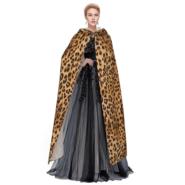 Foto 3 de 8 de Capa de carnaval de longitud completa con estampado de leopardo para mujer y hombre
