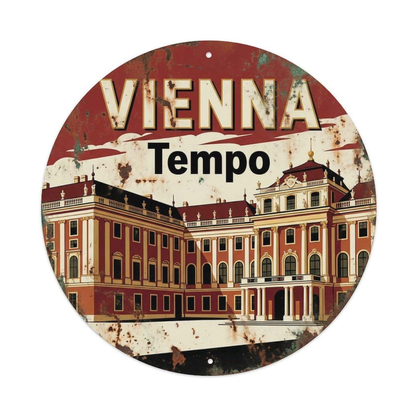 Vintage Travel Vienna Austria Monument Metal Tin Sign
