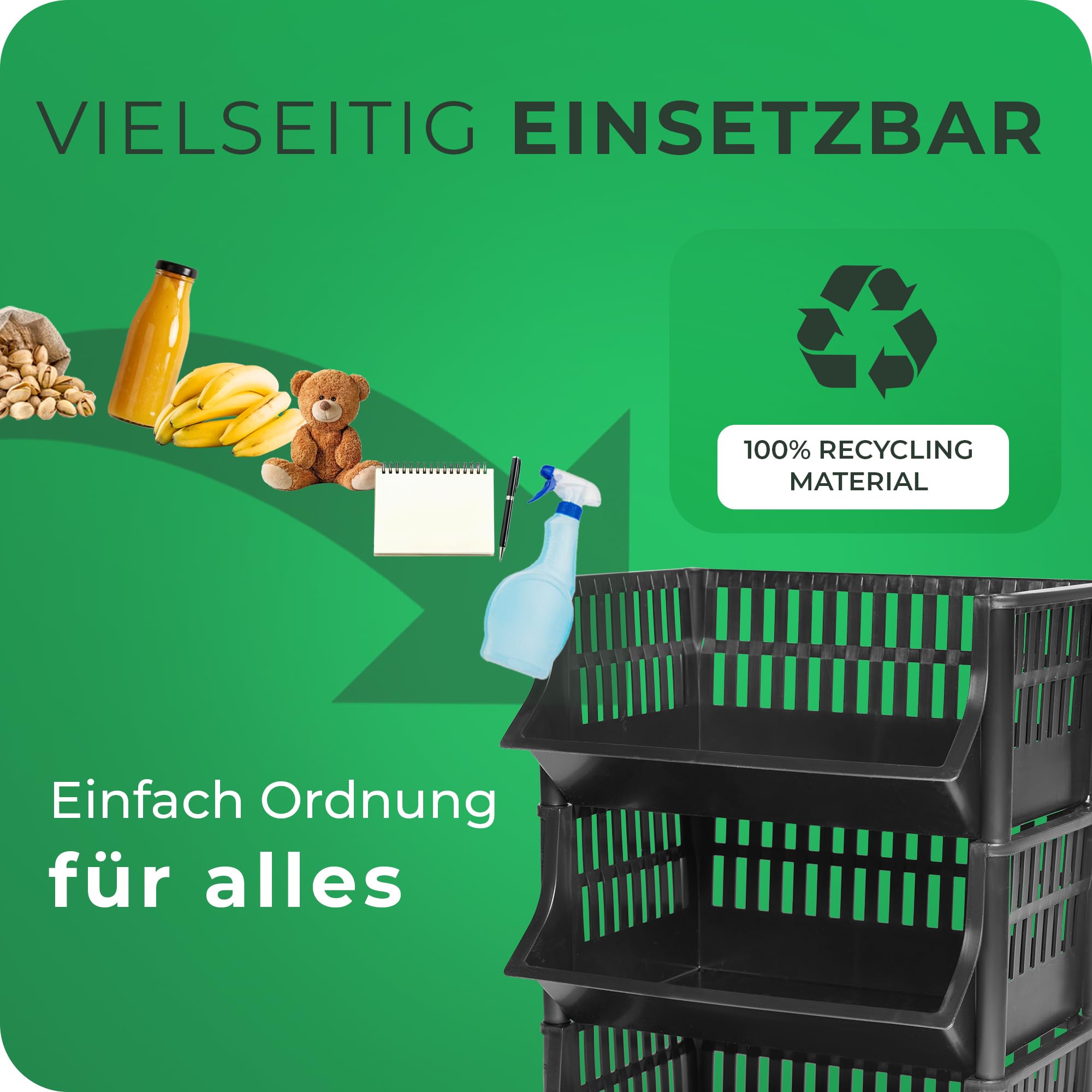 Novaliv 8 Stück Korbregal Schwarz Steckregal Stapelbar & Erweiterbar, Regale für Vorratsraum, Lebensmittelregal, Obstregal Keller Aufbewahrungssystem, Apfelregal, Stapelkorb, Stapelregal Kunststoff