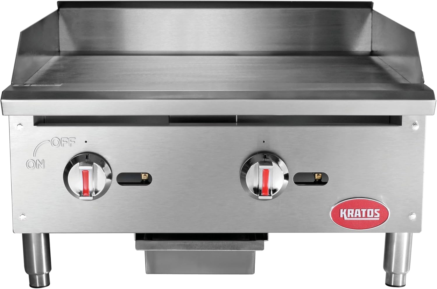 Kratos 24" Wide Commercial Countertop Griddle, Gas Hot Plate for Restaurants, Manual Controls, 2 Independent Burners, Powerful 60,000 BTU Output (29Y-004)