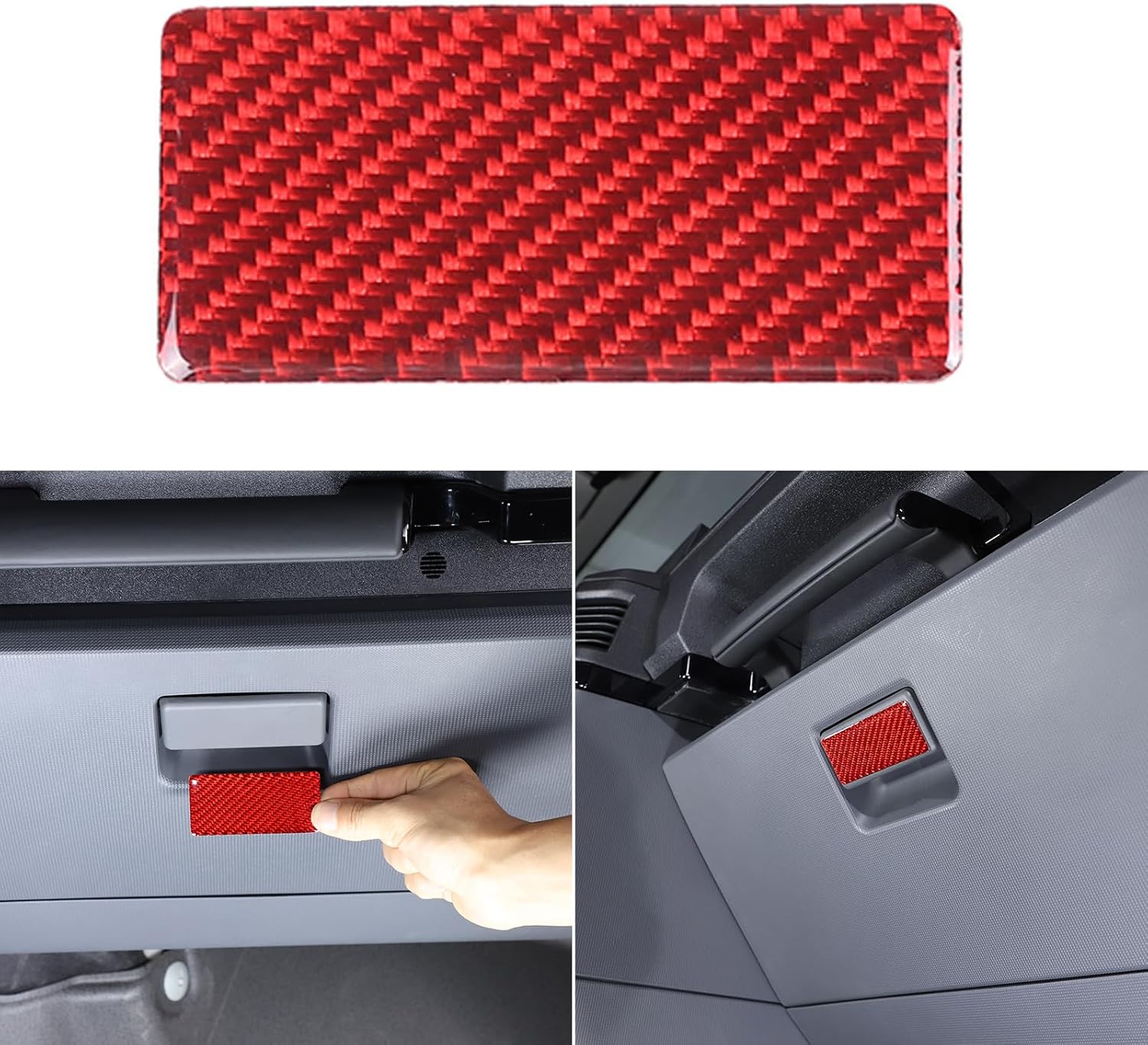 Glove Box Handle Switch Cover Trim for INEOS Grenadier 2020-2025 Accessories, Co-Pilot Glove Box Latch Handle Cover, Passenger Glove Storage Box Handle Lock Switch Cover Sticker, Carbon Fiber (Red)