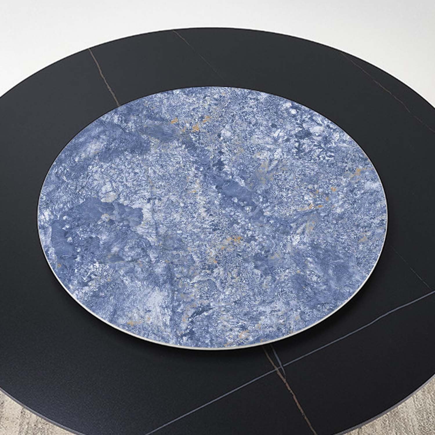 60/70/80/90/100 cm Lazy Susan w marmurze talerz obrotowy na stół jadalny, okrągła taca obrotowa o 360º na bankiet rodzinny obiad (niebieski, 36 cali (90 cm)