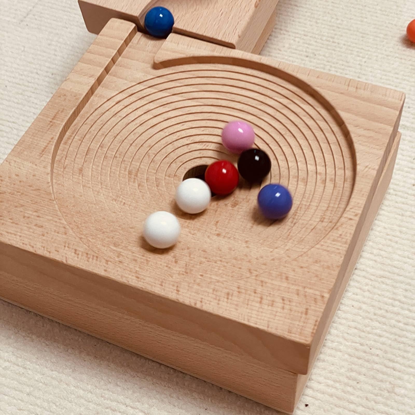 Murmelbahn Holz Kinder Bausteine Kugelbahn Pädagogisches Spielzeug Lernhilfe mit Spiralbrett Und Kugel Führung aus Buchenholz für Vorschule Klassenzimmer Eltern Kind Interaktion