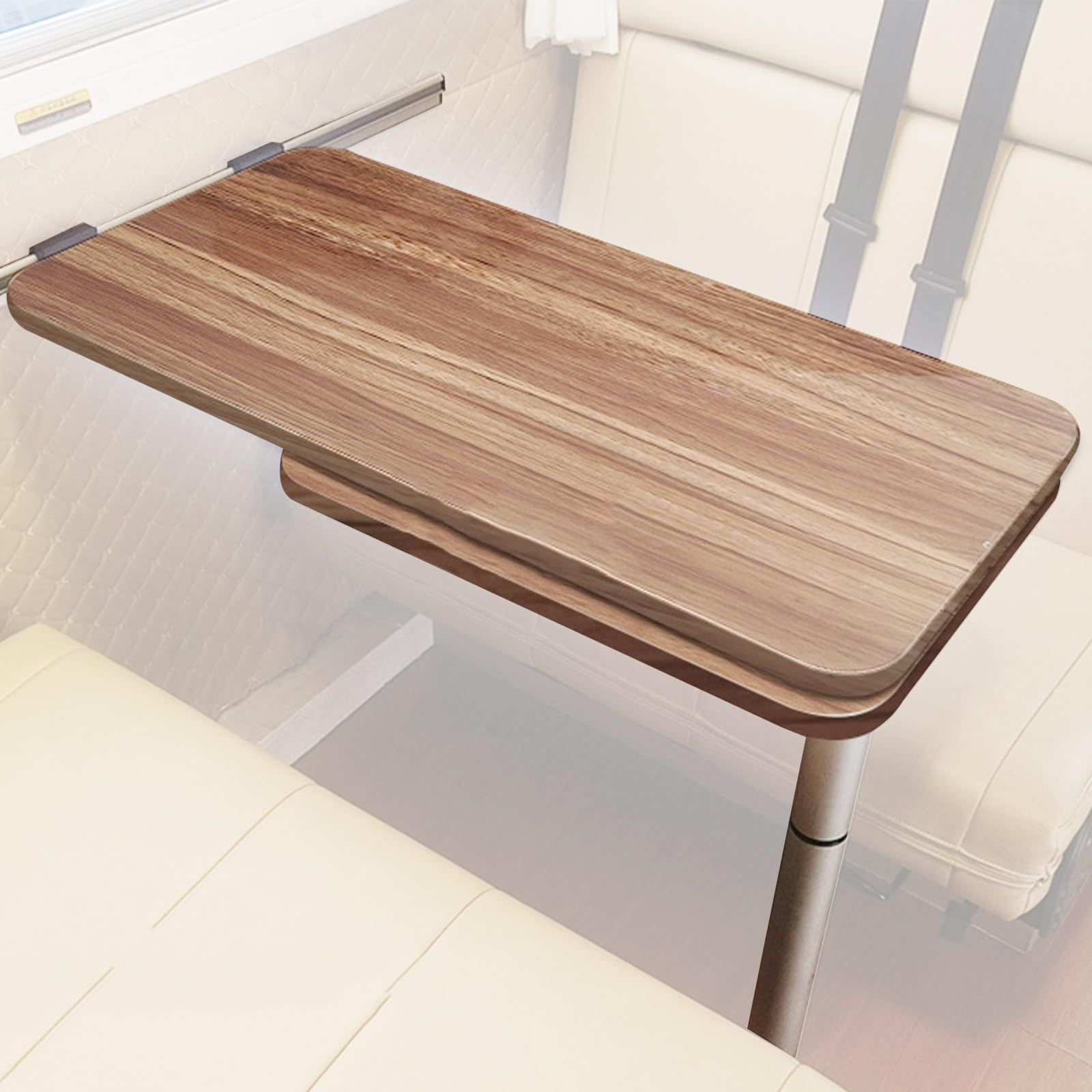 Mesa para Autocaravana, Mesa Plegable Camping Giratorio de Doble Capa, Tablero Extensible y Patas Desmontables, para Autocaravanas y Autocaravanas, Resistente Al Agua y Al Aceite(Brown)