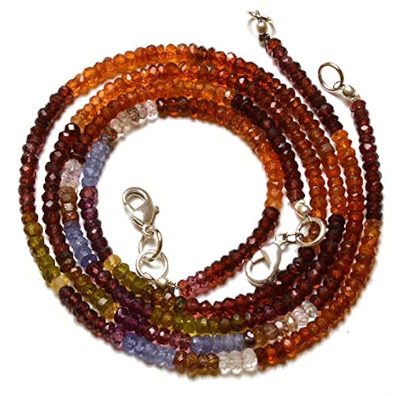 Perles de grenat naturel facetté multicolore rondelle 3mm pour création de collier