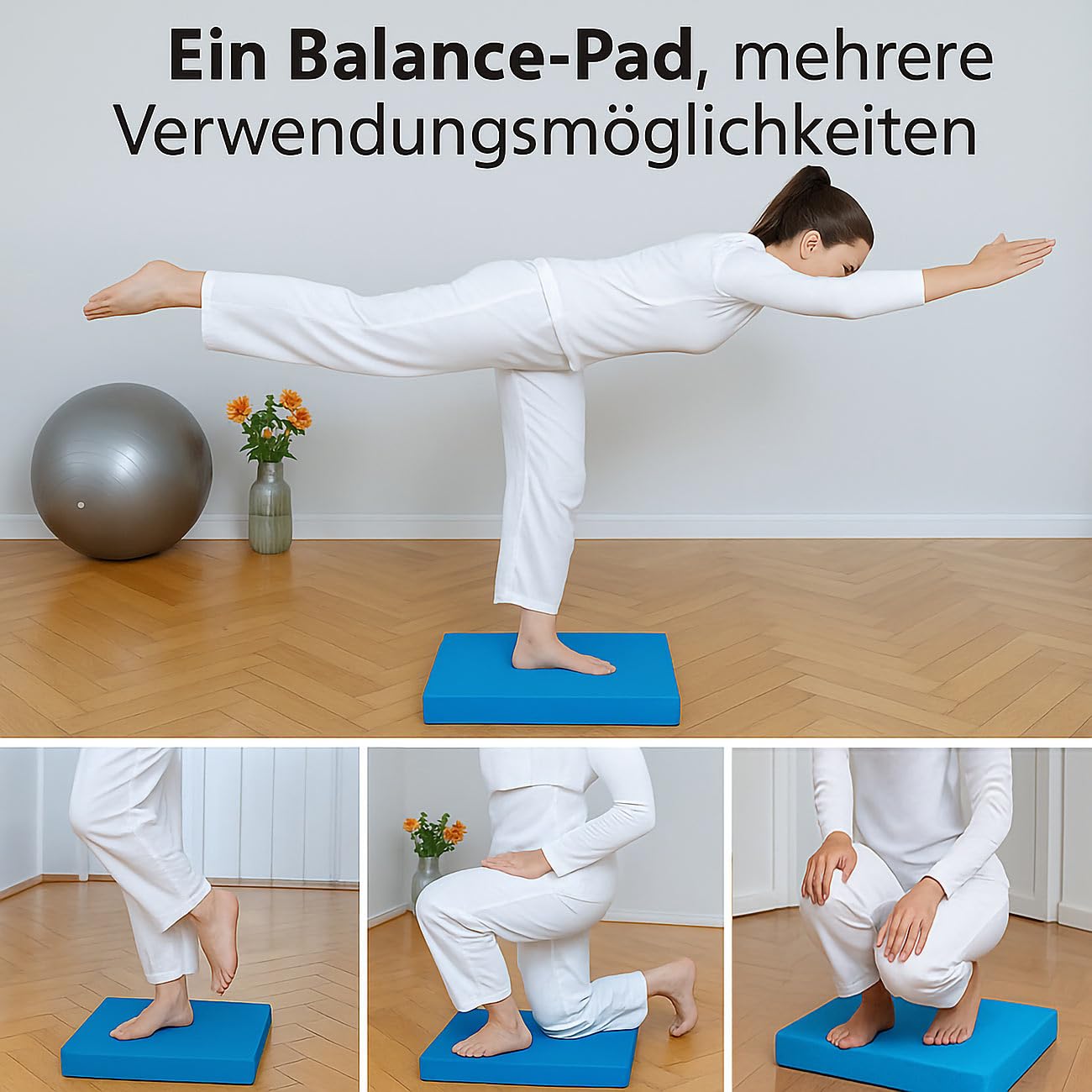 Newgen Medicals Balancekissen: XXL-Balance-Pad für Stabilitäts- und Koordinations-Übungen, 48 x 38 cm (Balance Board, Fitness-Kissen, Studio)