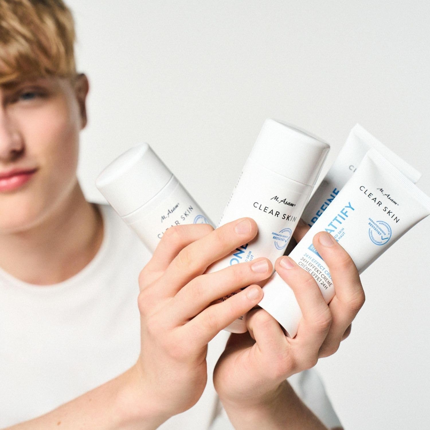 M. Asam CLEAR SKIN Set 4-teilig Anti Pickel Pflege reine Haut Waschgel Toner Maske Creme Porenreiniger Gesichtspflege