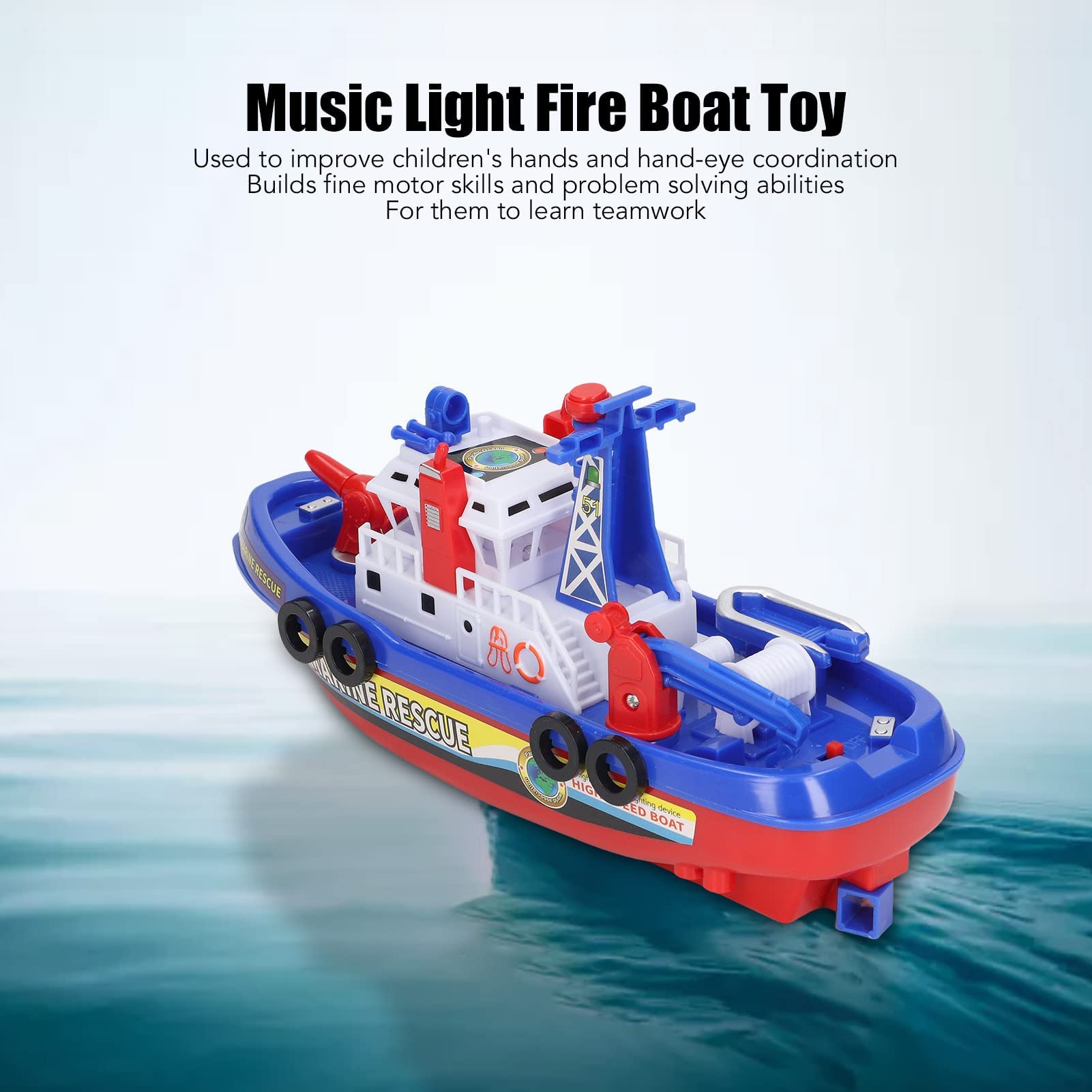 Alomejor Feuerwehrboot-Spielzeug, Feuerwache, Feuerwehrspielzeug, Feuerwehrschiffsmodell für Kinder, Mädchen