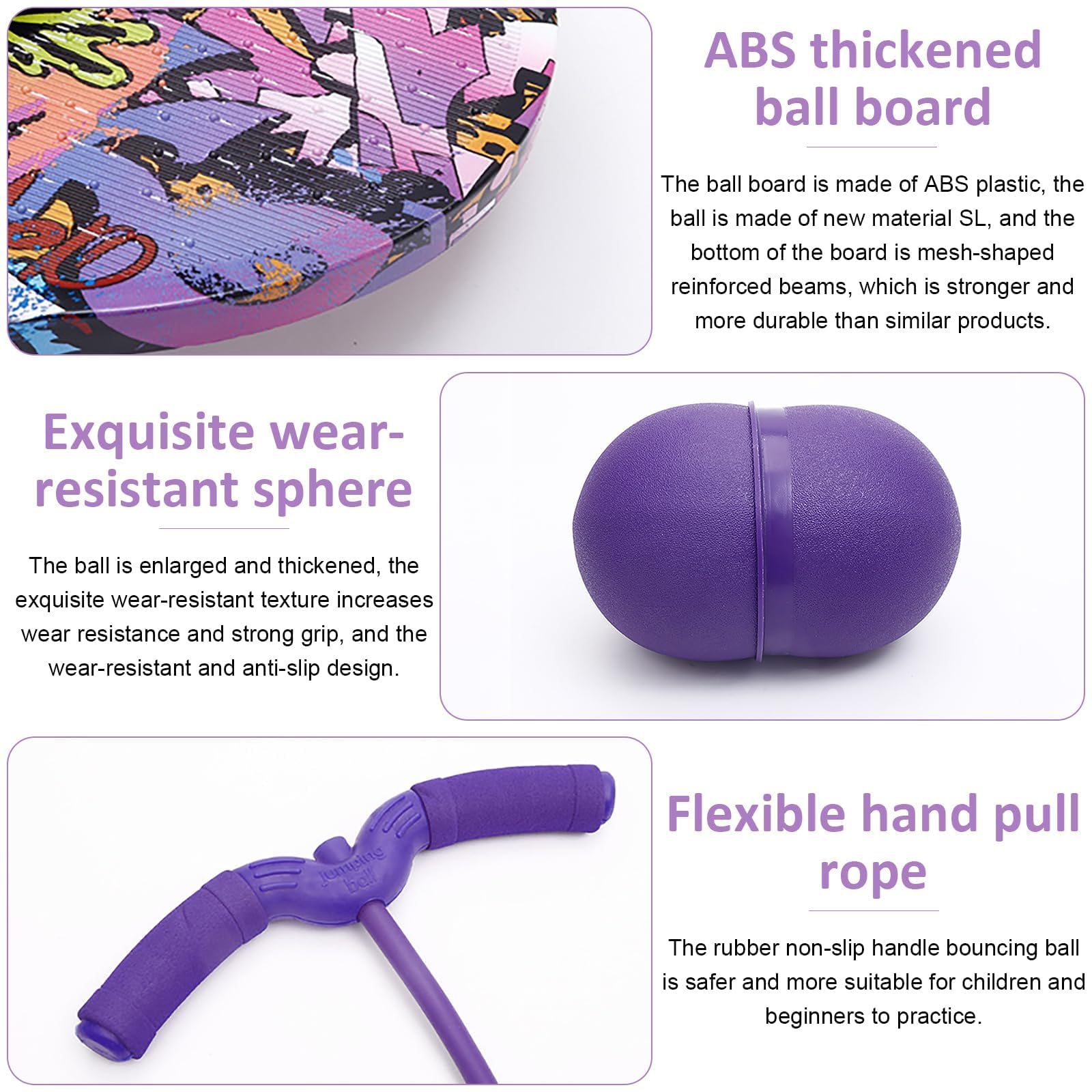 MeYuxg Saltador Niños, Pelota Saltarina Niños, 100 kg de Capacidad de Carga, Pogo Stick Adulto Niños, Skip Ball con Asa, Pogo Saltarin para Entrenamiento del Equilibrio y Deportes (Morado)