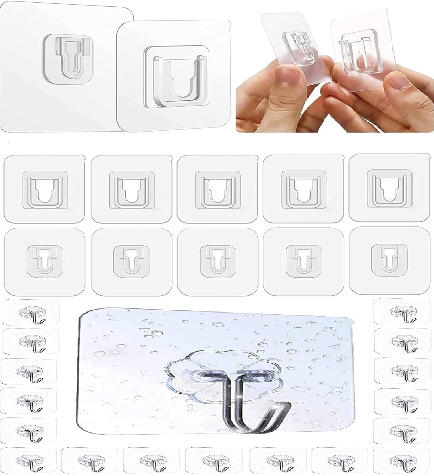 JAPVA MART® Double-Sided Adhesive Polypropylene Wall Hooks Without Punching and Nails, Waterproof Oil-Proof, Pack of 10 Pairs and 5 Pic Self-Adhesive Steel Hook Sticker Combo Set Transparent (B094RGKT76) Amazon Price History, Amazon Price Tracker
