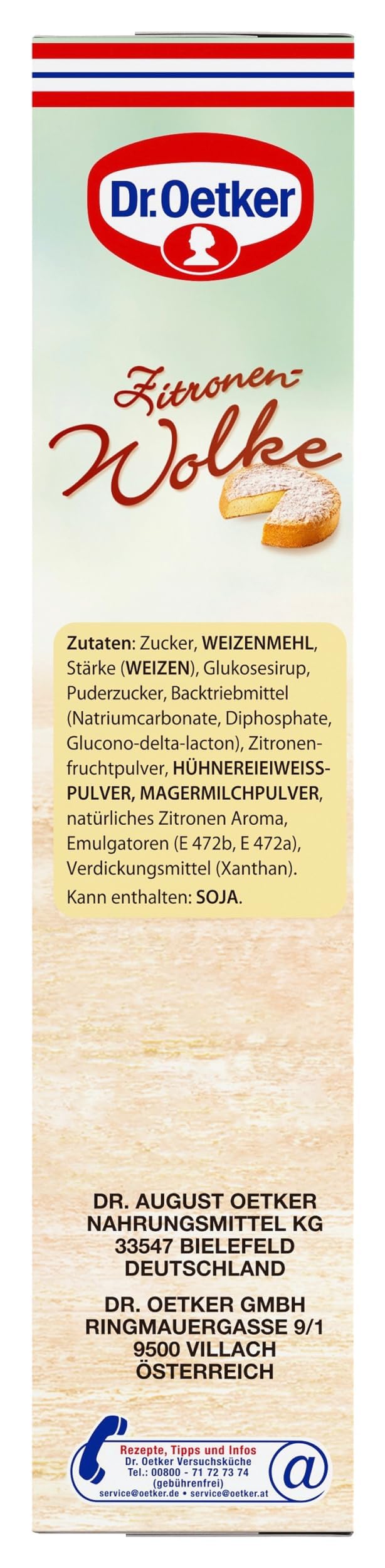 Dr. Oetker Kuchen-Backmischung Zitronen-Wolke 6er Pack, Backmischung für besonders luftig-lockeren Zitronen-Rührkuchen, Teigmischung für einfache Zubereitung, 6 x 430 g