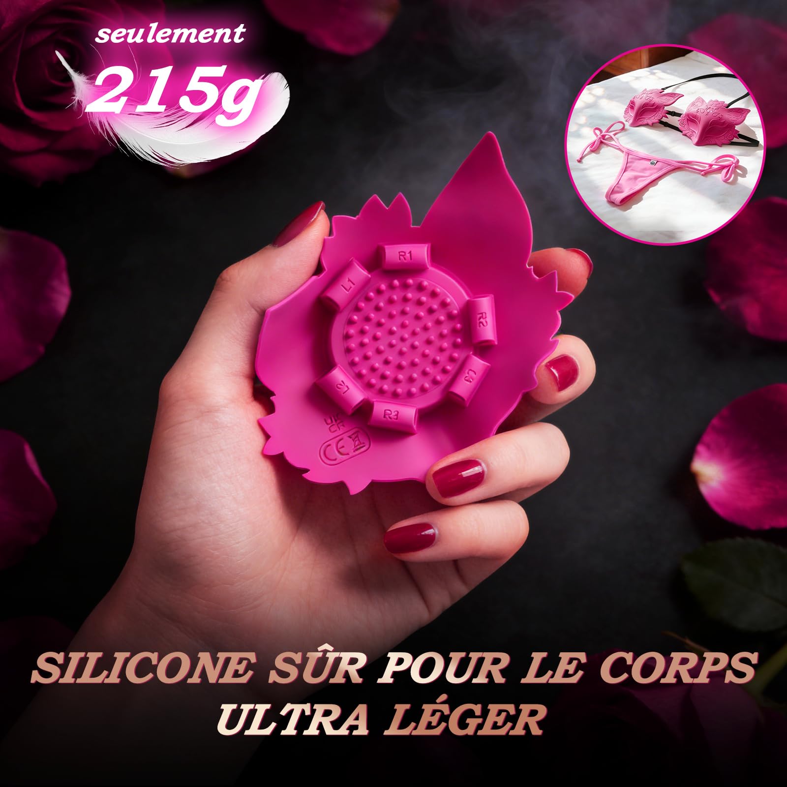 Vibromasseur Cache Tetons Femme Sex Toys - Vibromasseurs Feminin à Distance avec Sangle Réglable et 10 Modes de Vibration, Vibromasseurs Feminin Clitoridien, Pince Teton, Jouet Sexuelle Adulte Couple