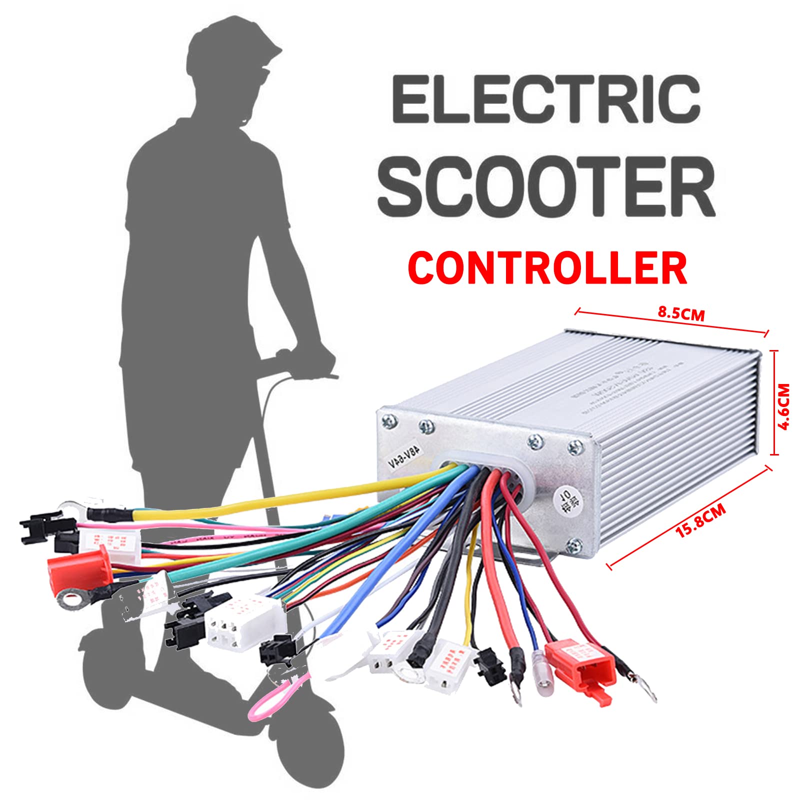 HWWH Controlador sin Escobillas para Patinete Electrico 1000/1500W 48V 60V 64V Motor sin Escobillas Controlador de Onda sinusoidal para Bicicleta Eléctrica Scooter Triciclo Cepillo Motor Control