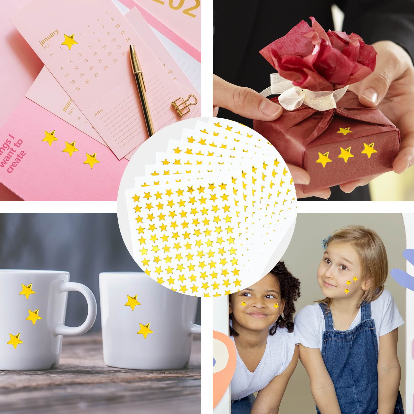 5400 Stück 50 Blatt Gold Star Aufkleber, Belohnungsaufkleber für Kinder, Kleine Stern Aufkleber für Belohnungstabelle (50)