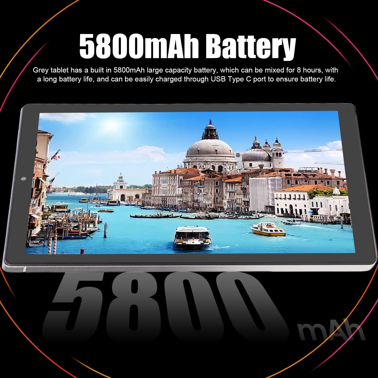 10,1-calowy srebrny tablet, ośmiordzeniowy procesor 1,5 GHz, 6 GB RAM 128 GB ROM Ekran dotykowy IPS 1960 X 1200, podwójny aparat 5M 13M, bateria 5800 mAh, obsługa wielu języków(EU)