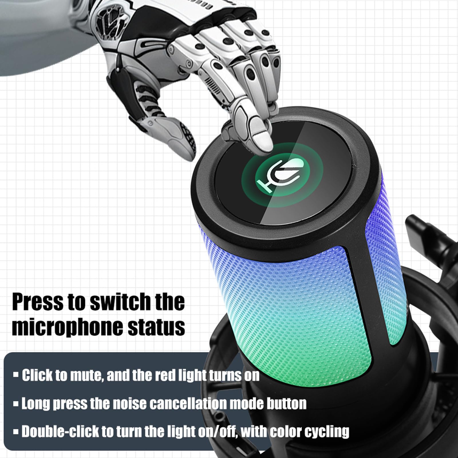 Micrófono USB de estudio profesional con filtro reductor de ruido para transmisión de video y canto profesional, micrófono condensador USB con filtro de ruido para transmisión