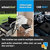 Vista 6 de Cojín de asiento de silla de ruedas de gel, cojines para dolor de cama para glúteos, almohada de espuma viscoelástica para hemorroides para sillas